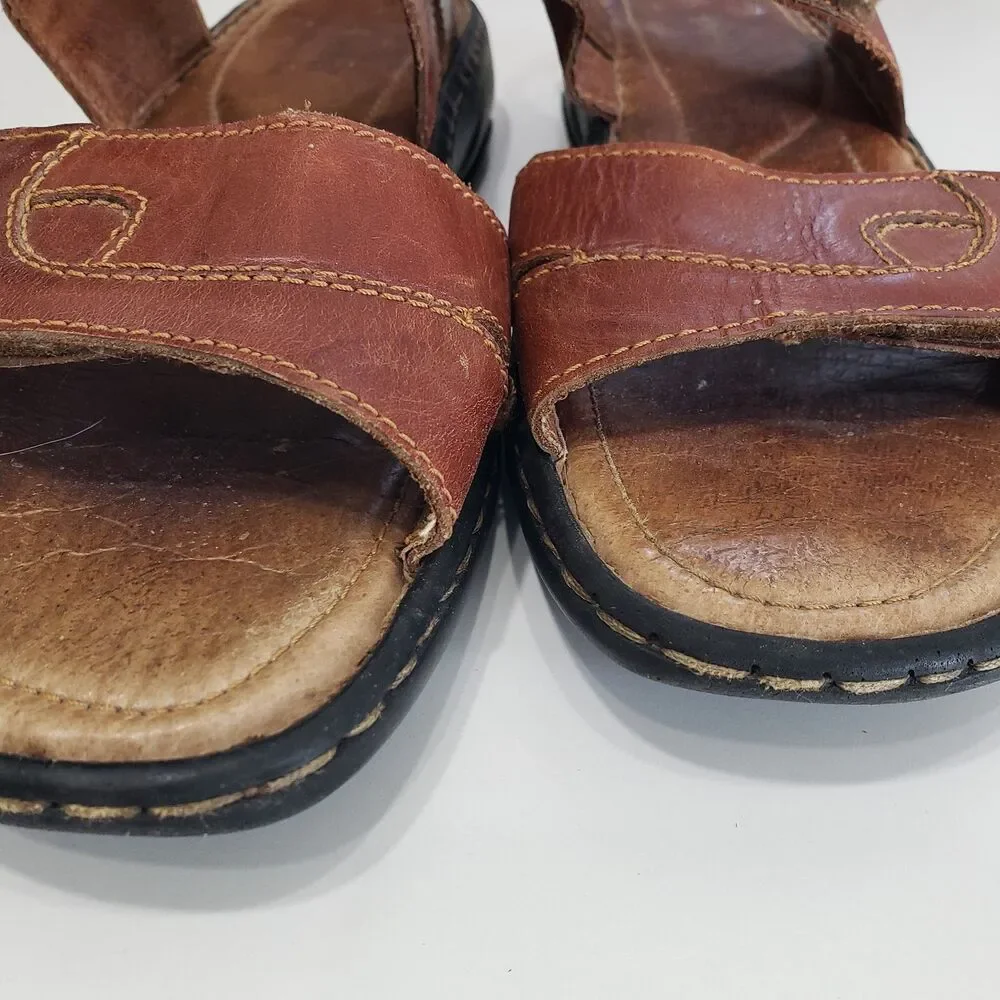 Josef Seibel Brown Leather Sandals, Size 10